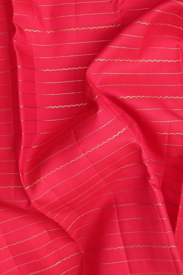 Kanchipuram Silk Saree In Chilli Red With Stripes Design