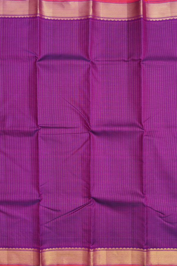 Kanchipuram Silk Saree In Purple With Checks Design