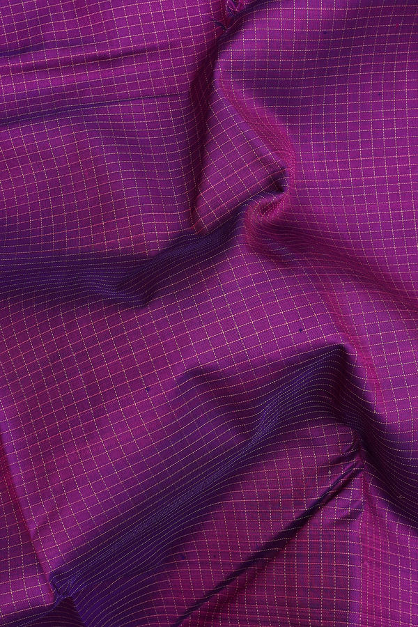 Kanchipuram Silk Saree In Purple With Checks Design