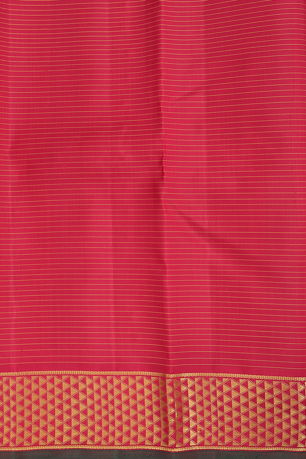 Kanchipuram Silk Saree In Crimson Red With Checks Design