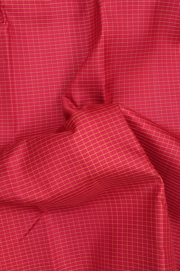 Kanchipuram Silk Saree In Crimson Red With Checks Design