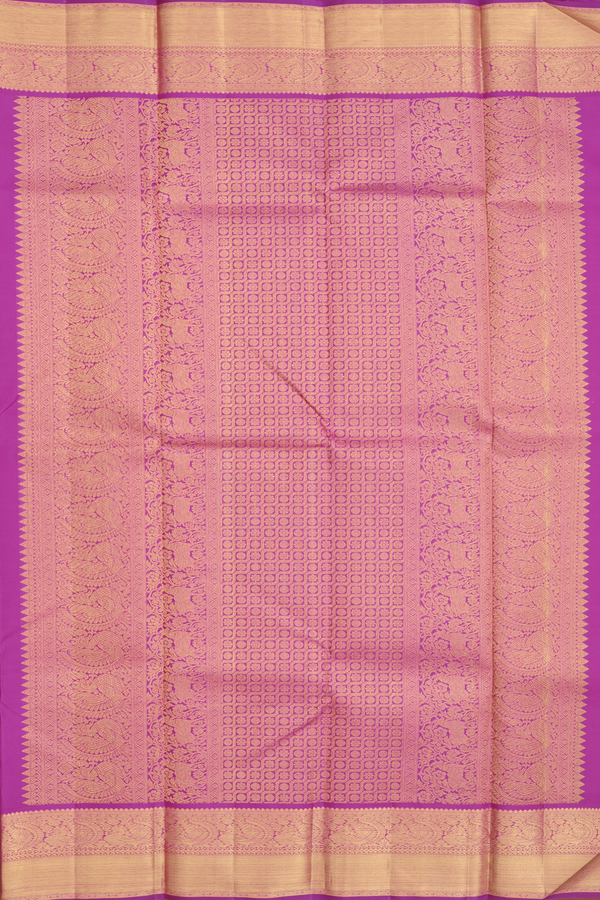 Kanchipuram Silk Saree In Lotus Pink With Peacock Buttas