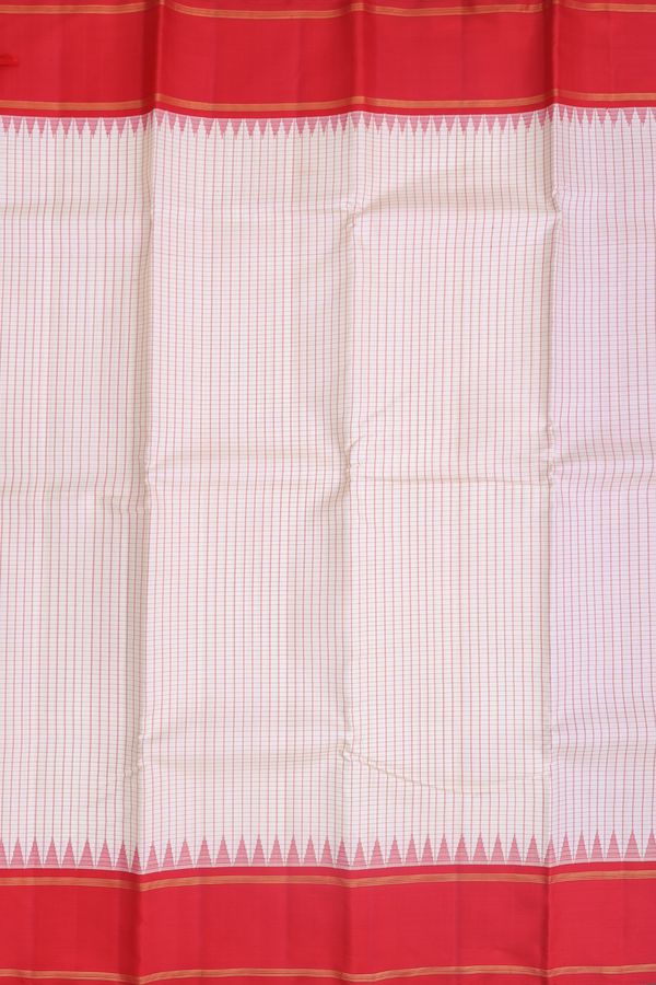 Kanchipuram Silk Saree In Off White With Checks Design