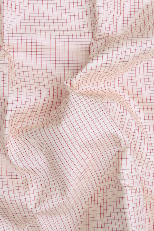 Kanchipuram Silk Saree In Off White With Checks Design