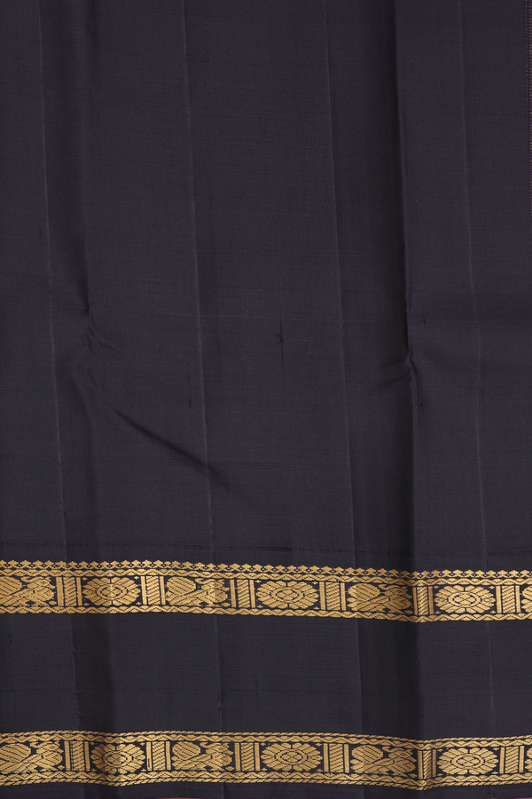 Kanchipuram Silk Saree In Saffron Yellow With Checks Design