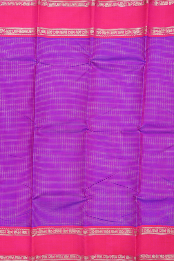 Kanchipuram Silk Saree In Purple With Checks Design