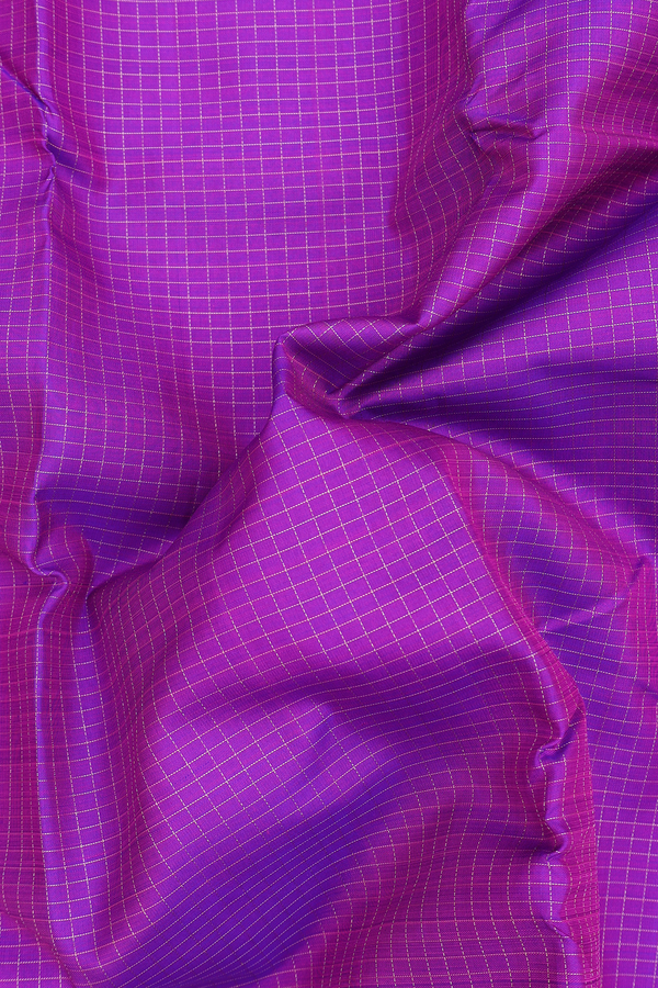 Kanchipuram Silk Saree In Purple With Checks Design
