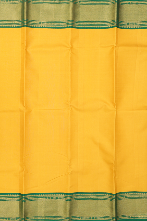 Kanchipuram Silk Saree In Honey Yellow With Contrast Border
