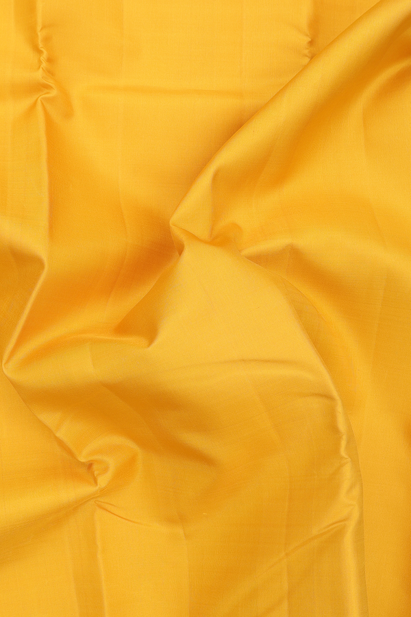 Kanchipuram Silk Saree In Honey Yellow With Contrast Border