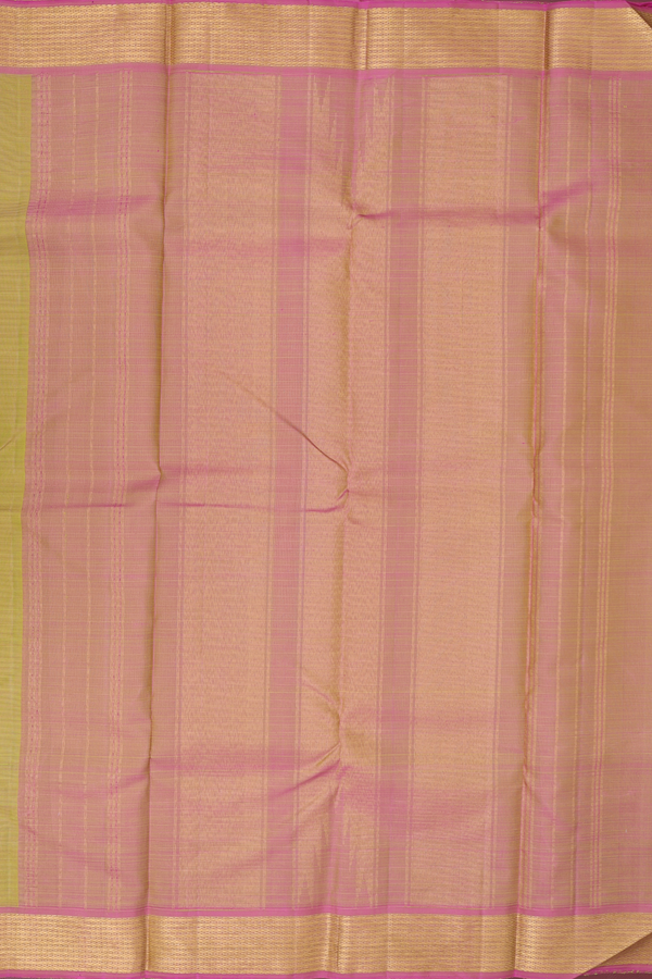 Kanchipuram Silk Saree In Pear Green With Stripes Design