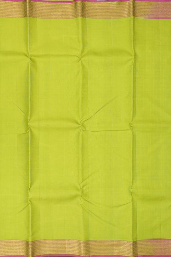 Kanchipuram Silk Saree In Pear Green With Stripes Design