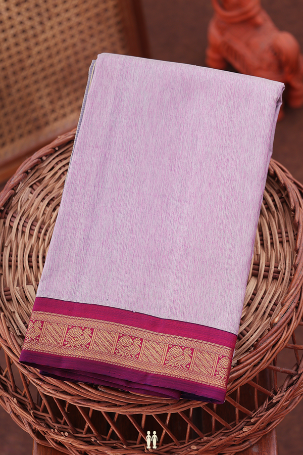 Kanchipuram Silk Saree In Lavender With Ganga Jamuna Border