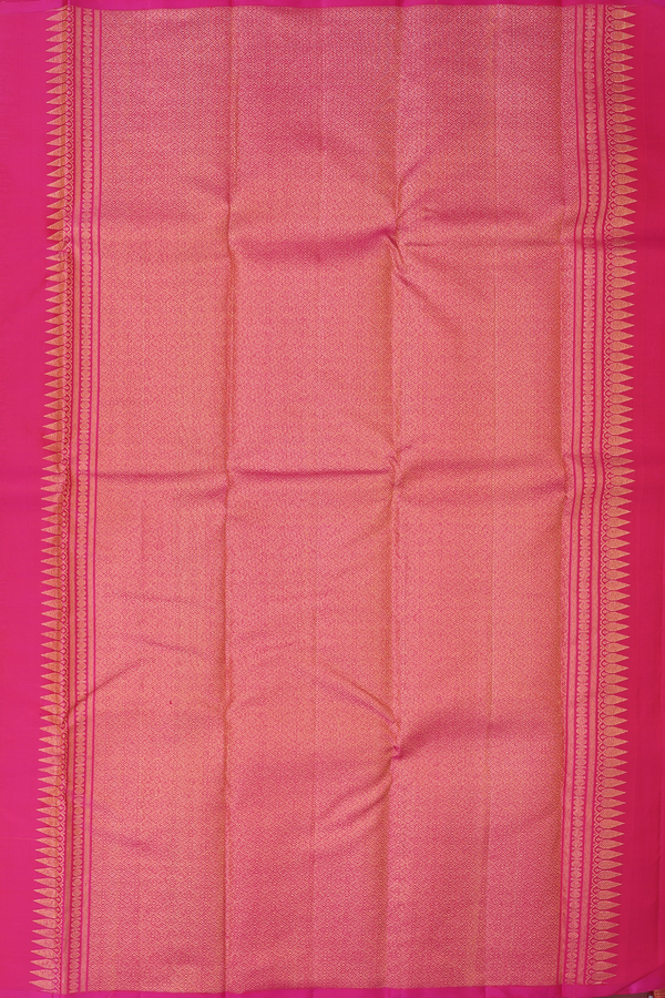 Kanchipuram Silk Saree In Yellow And Pink With Half And Half