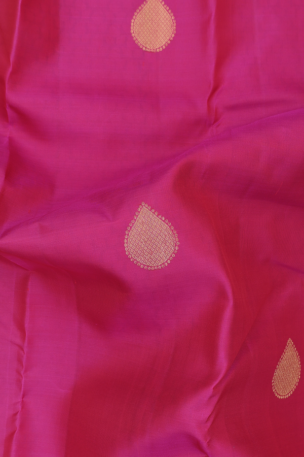 Kanchipuram Silk Saree In Yellow And Pink With Half And Half