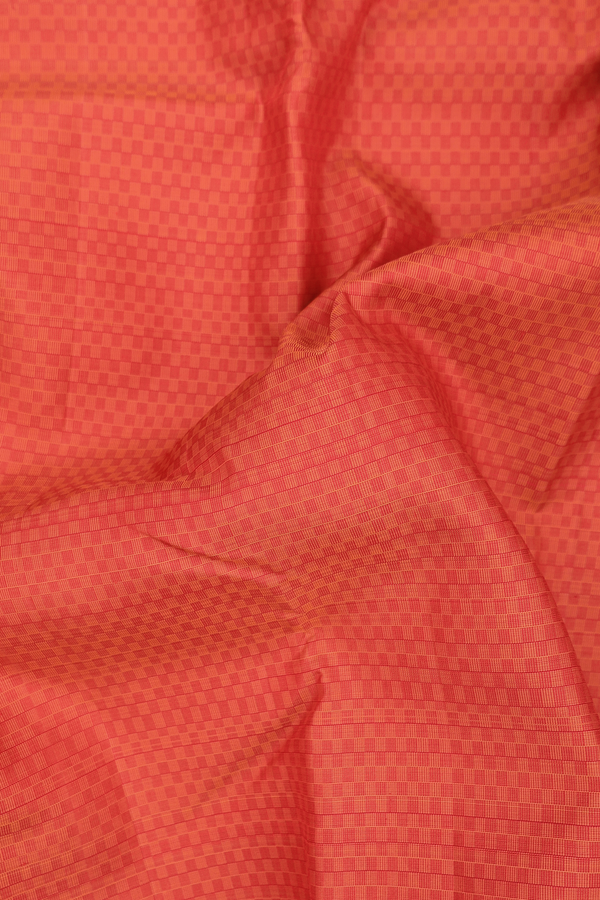 Kanchipuram Silk Saree In Orange With Paai Madippu Kattam Design