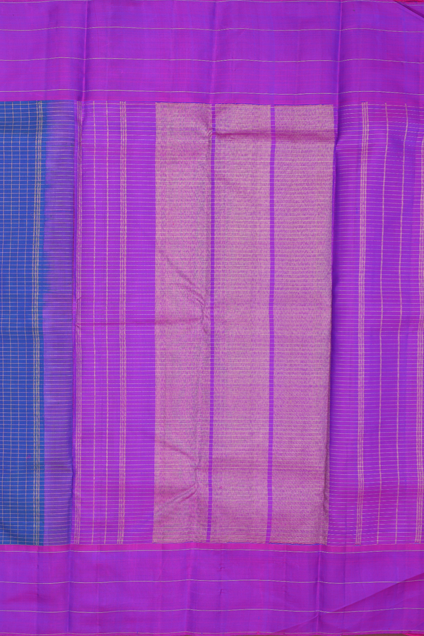 Kanchipuram Silk Saree In Capri Blue With Checks Design
