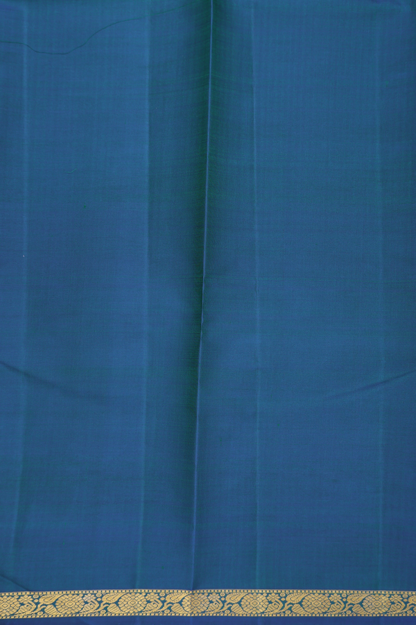 Kanchipuram Silk Saree In Prussian Blue With Zari Border