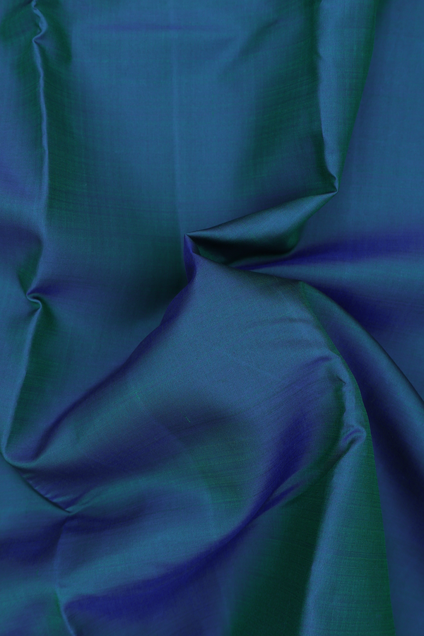 Kanchipuram Silk Saree In Prussian Blue With Zari Border