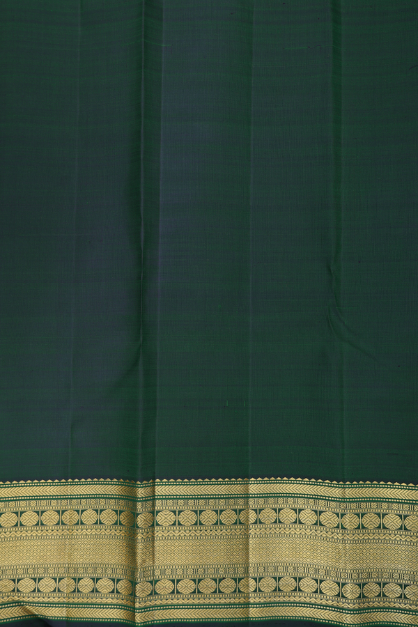 Kanchipuram Silk Saree In Forest Green With Zari Buttas