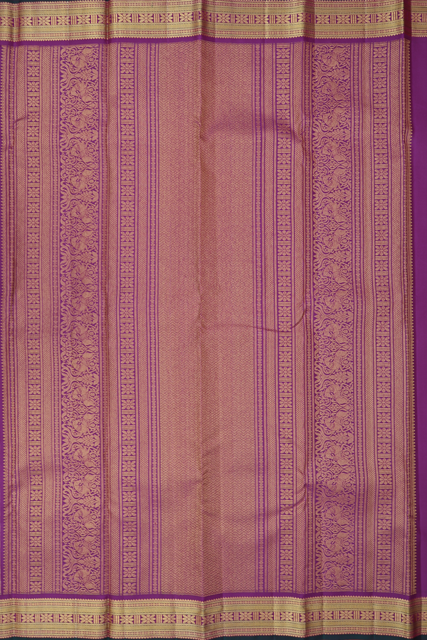 Kanchipuram Silk Saree In Dusty Khaki With Zari Buttas