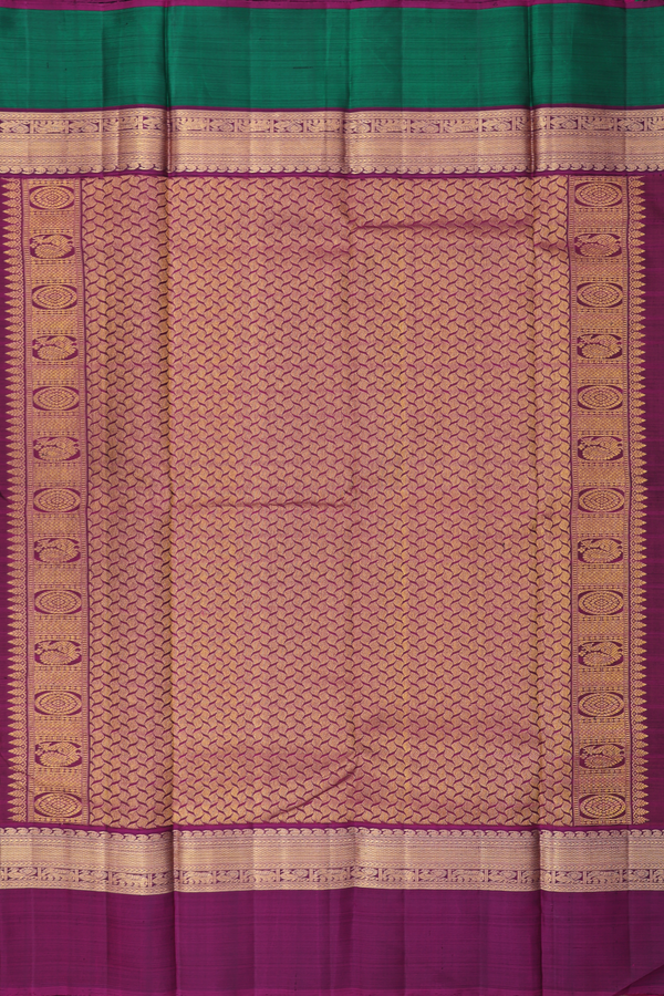 Kanchipuram Silk Saree In Beige With Checks Design