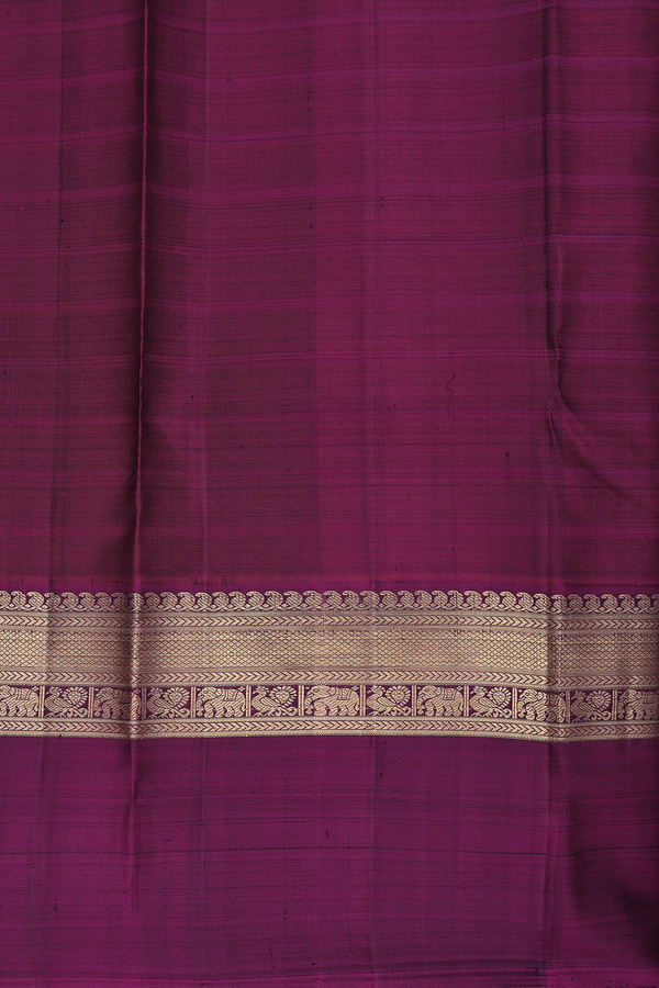 Kanchipuram Silk Saree In Beige With Checks Design