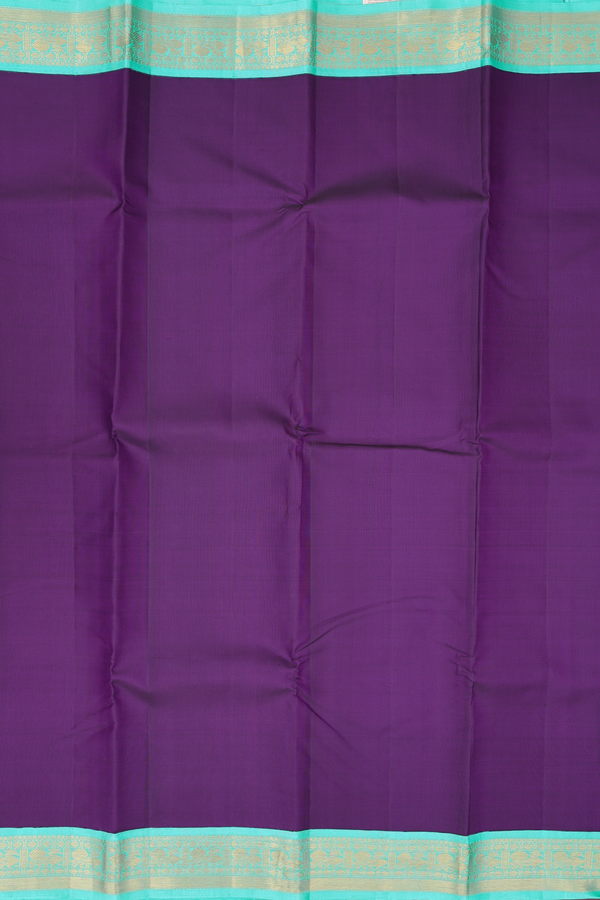 Kanchipuram Silk Saree In Royal Purple With Contrast Border