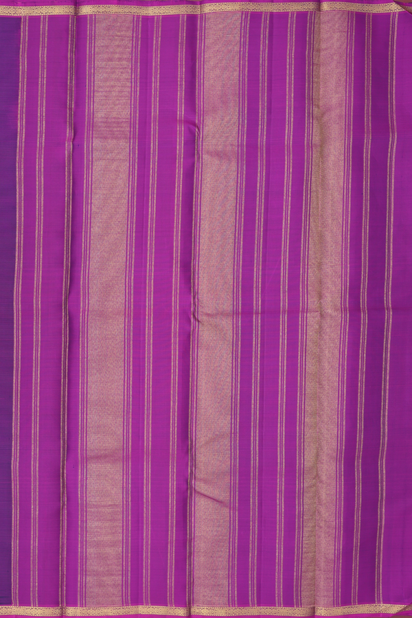 Kanchipuram Silk Saree In Navy Blue With Zari Buttis