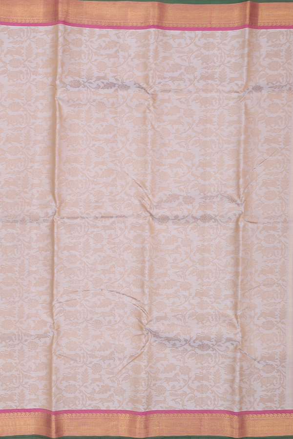 Kanchipuram Silk Saree In Light Brown With Vanasingaram Design