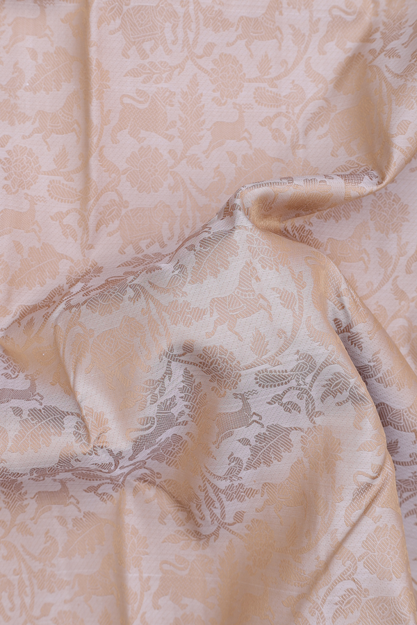 Kanchipuram Silk Saree In Light Brown With Vanasingaram Design