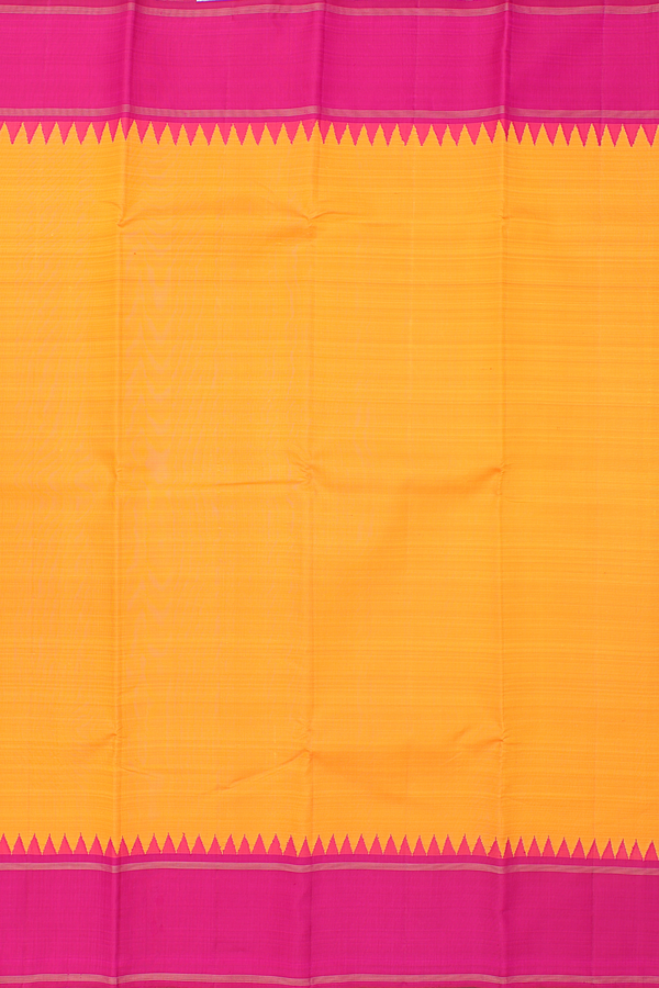 Kanchipuram Silk Saree In Orange With Contrast Border