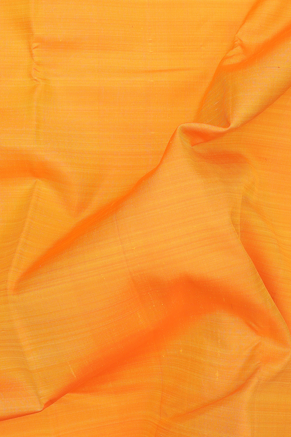 Kanchipuram Silk Saree In Orange With Contrast Border