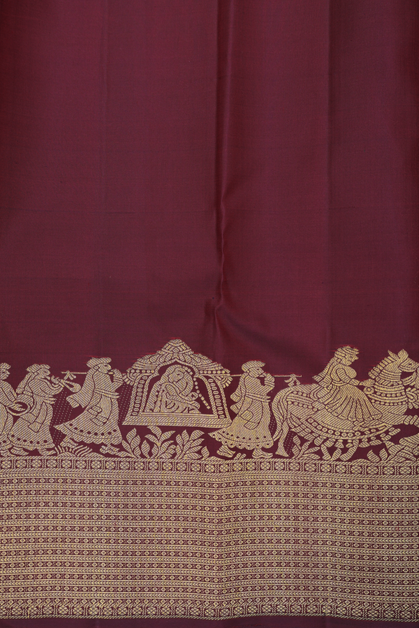 Kanchipuram Silk Saree In Berry Red With Peacock Buttas