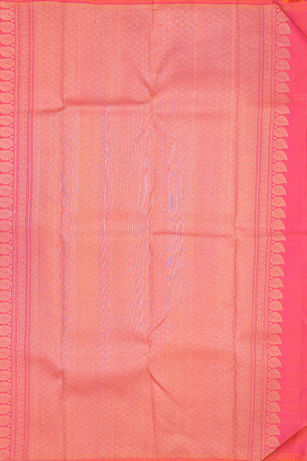 Kanchipuram Silk Saree In Coral Pink With Brocade Design