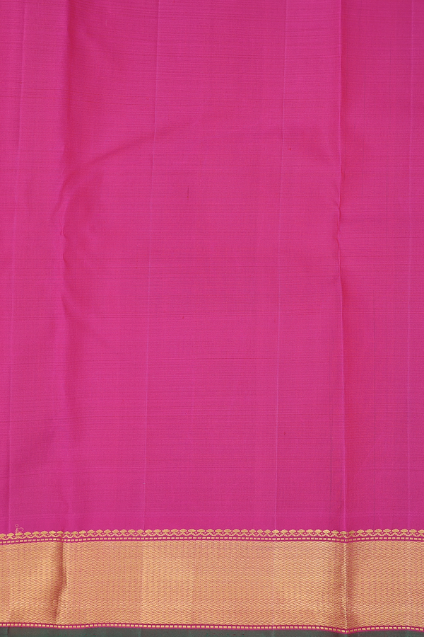 Kanchipuram Silk Saree In Orange And Magenta With Checks Design