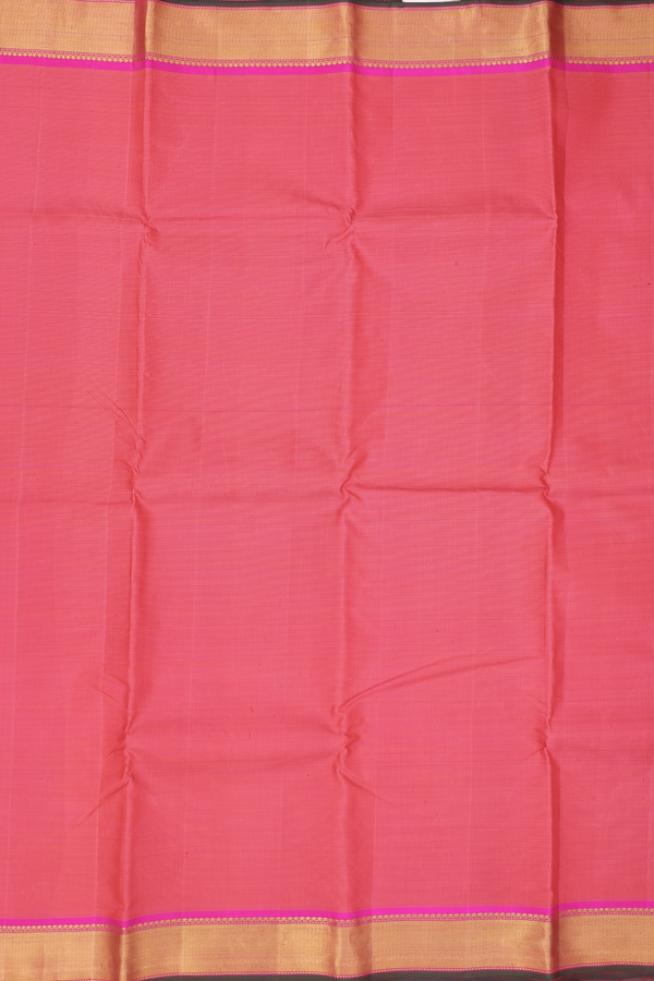 Kanchipuram Silk Saree In Orange And Magenta With Checks Design