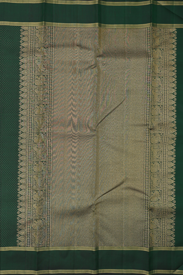 Kanchipuram Silk Saree In Green Along Stripes With Buttas