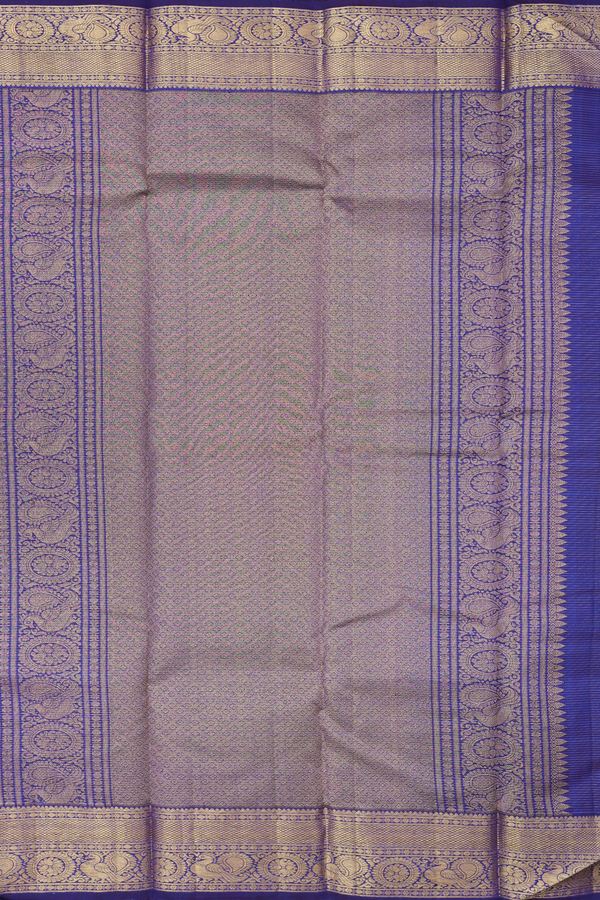 Kanchipuram Silk Saree In Royal Blue Along Checks With Motifs