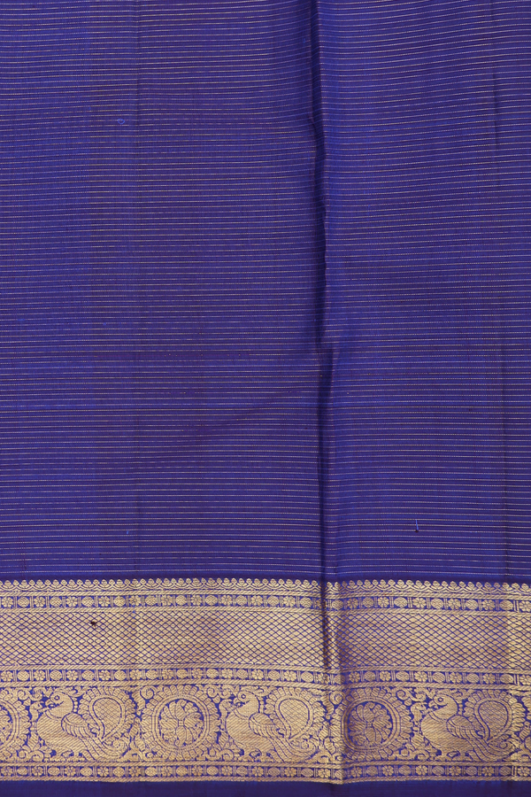 Kanchipuram Silk Saree In Royal Blue Along Checks With Motifs