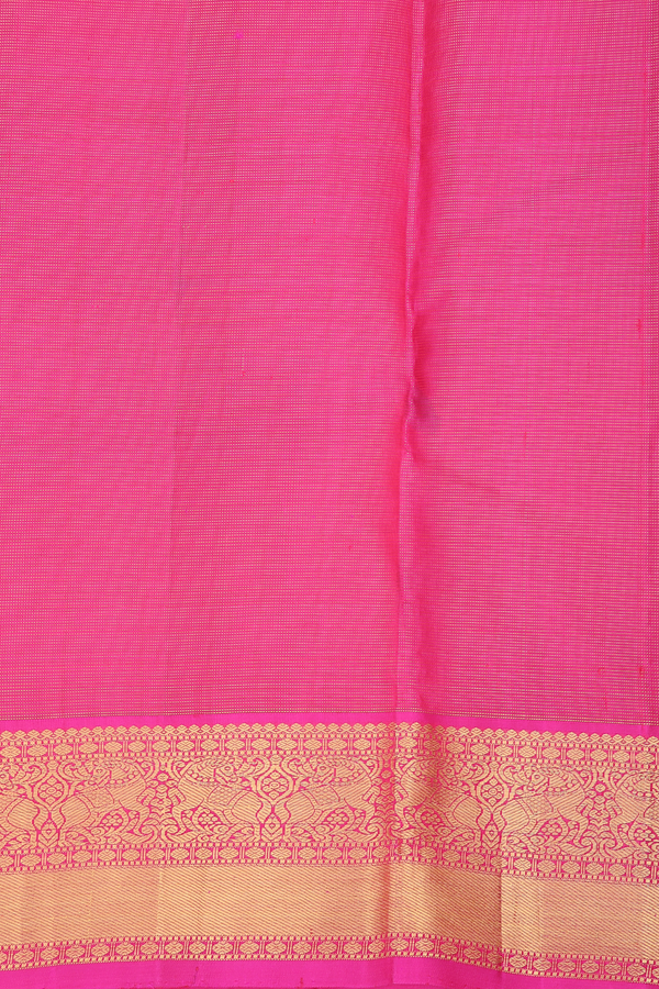 Kanchipuram Silk Saree In Green Along Stripes With Buttas