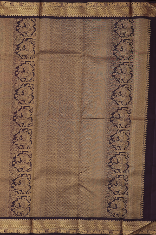 Kanchipuram Silk Saree In Pear Green Along Stripes With Buttas