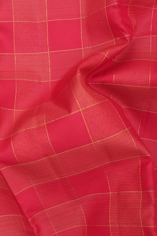 Kanchipuram Silk Saree In Orange With Checks Design