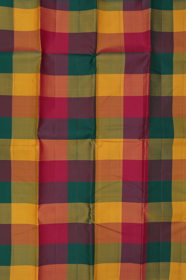 Kanchipuram Silk Saree In Multicolor With Checks Design