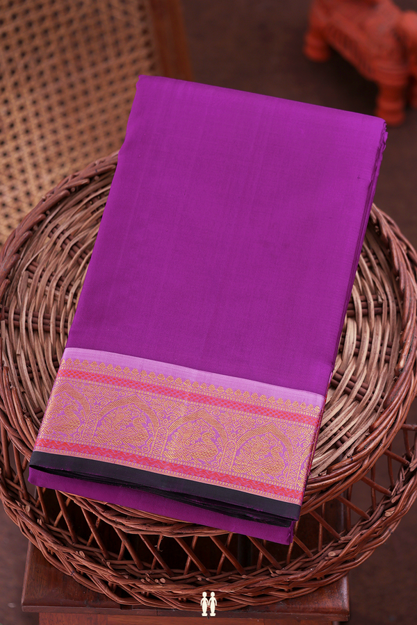 Kanchipuram Silk Saree In Purple With Zari Border