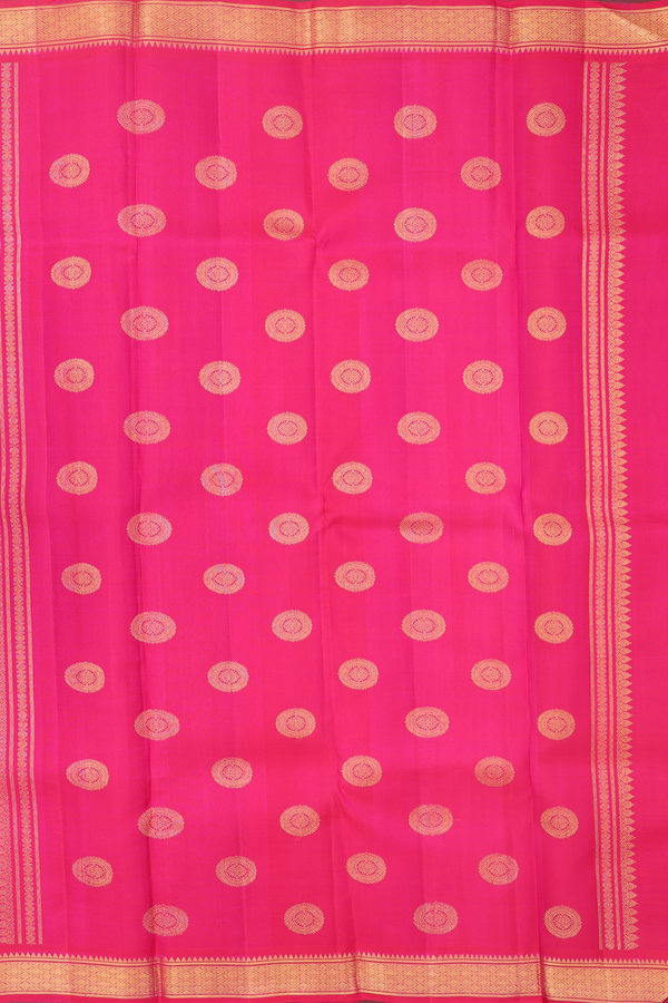 Kanchipuram Silk Saree Rani Pink Along Stripes With Buttas