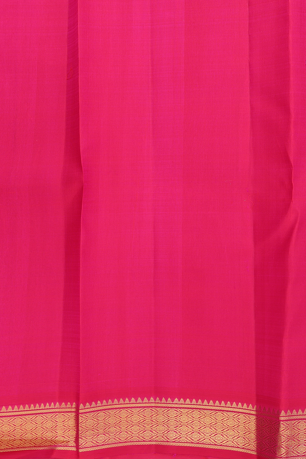 Kanchipuram Silk Saree Rani Pink Along Stripes With Buttas