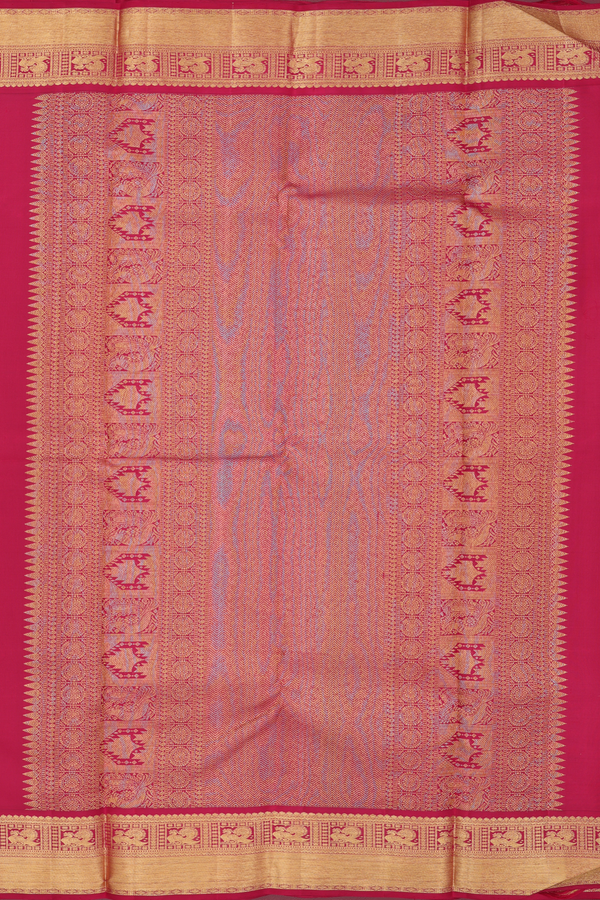 Kanchipuram Silk Saree In Honey Yellow With Paisley Buttas