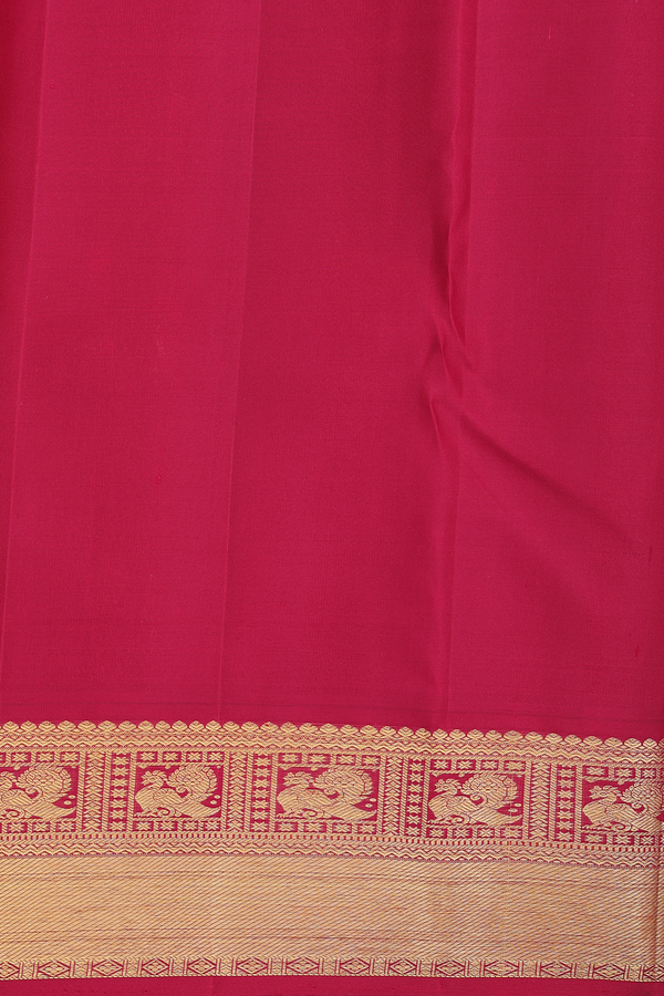 Kanchipuram Silk Saree In Honey Yellow With Paisley Buttas