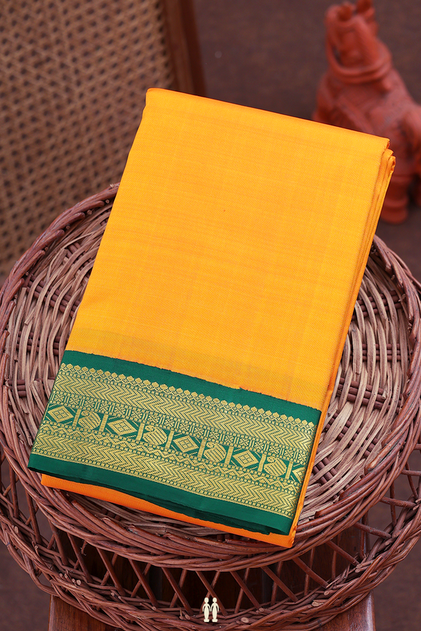 Kanchipuram Silk Saree In Royal Orange With Contrast Border
