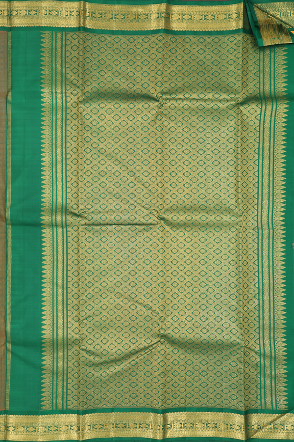 Kanchipuram Silk Saree In Royal Orange With Contrast Border